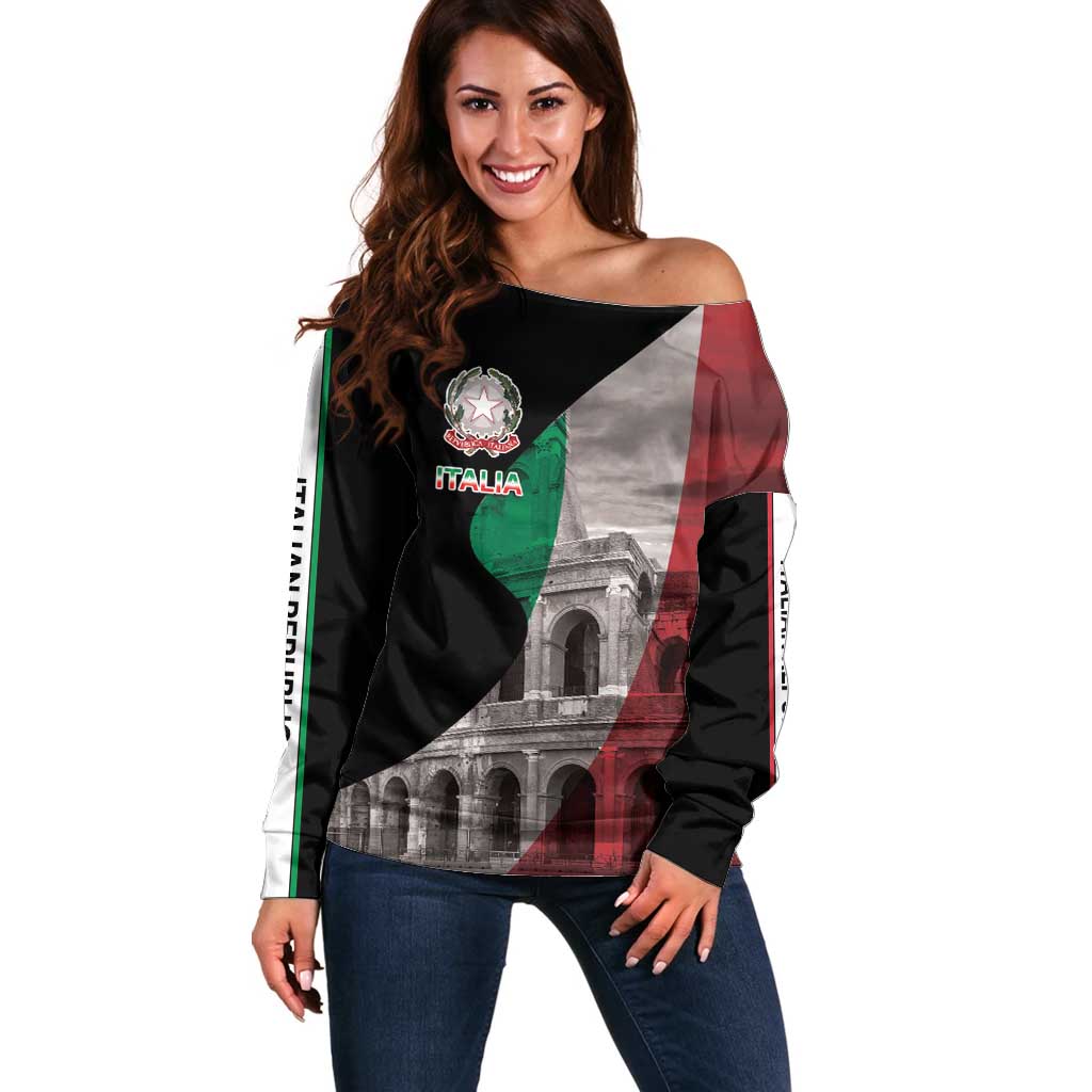 Italian Republic The Pantheon Off Shoulder Sweater Emblema della Repubblica Italiana