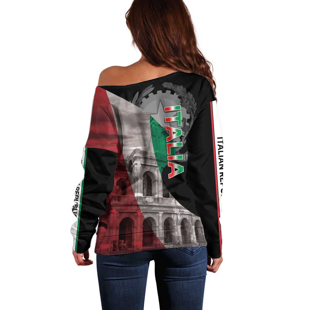 Italian Republic The Pantheon Off Shoulder Sweater Emblema della Repubblica Italiana