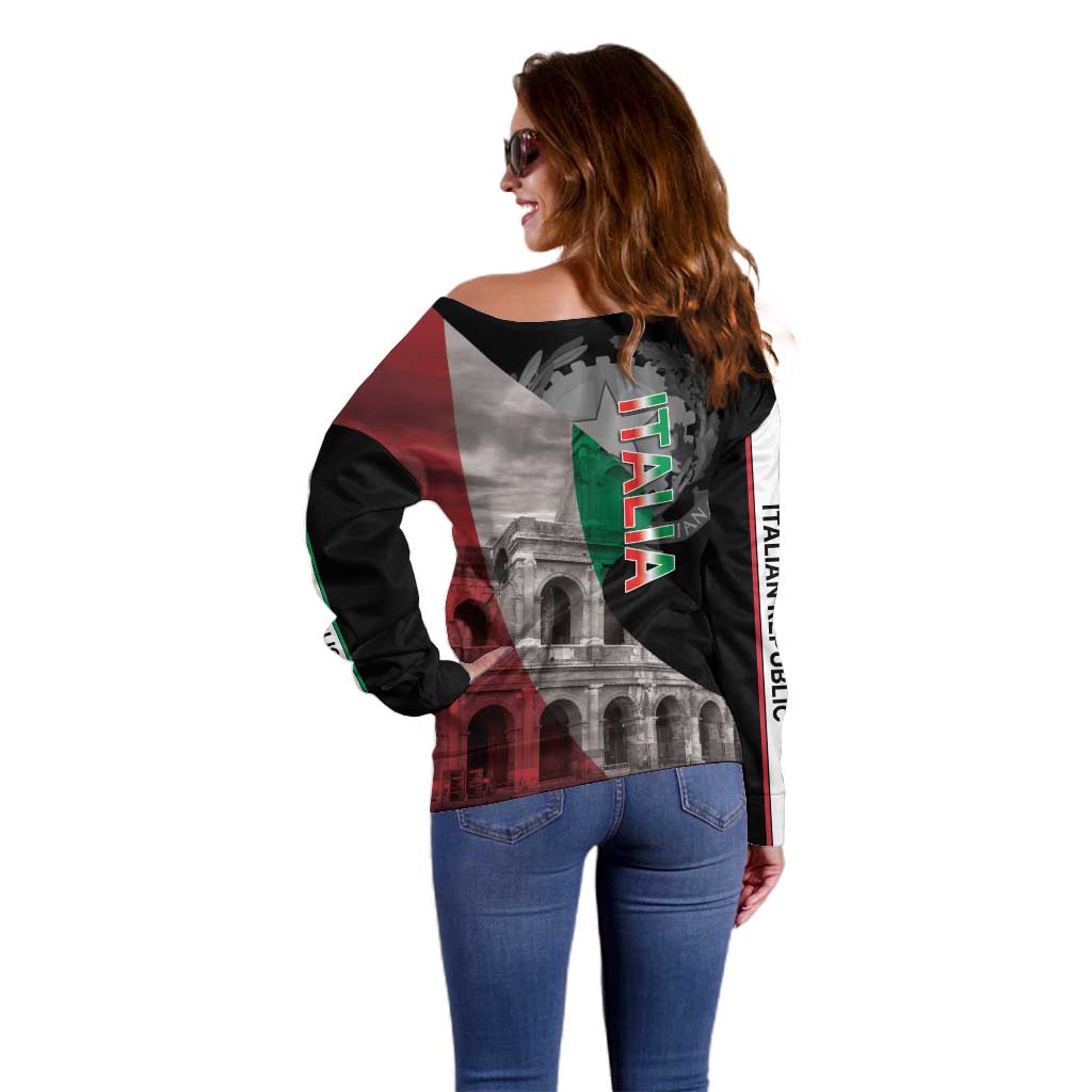 Italian Republic The Pantheon Off Shoulder Sweater Emblema della Repubblica Italiana