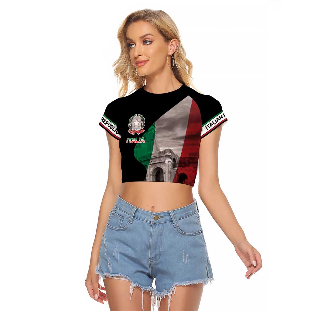 Italian Republic The Pantheon Raglan Cropped T Shirt Emblema della Repubblica Italiana