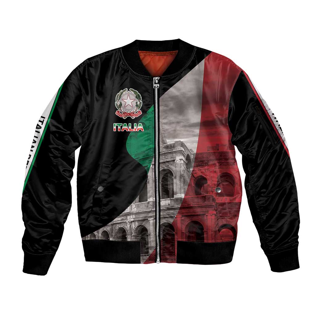 Italian Republic The Pantheon Sleeve Zip Bomber Jacket Emblema della Repubblica Italiana