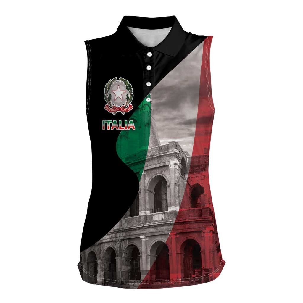 Italian Republic The Pantheon Women Sleeveless Polo Shirt Emblema della Repubblica Italiana LT17 - Wonder Print Shop