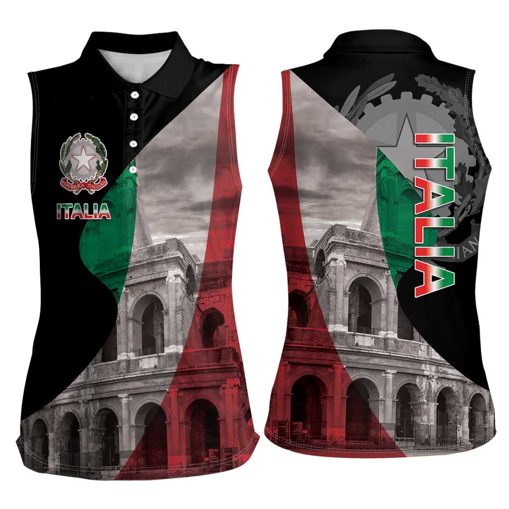 Italian Republic The Pantheon Women Sleeveless Polo Shirt Emblema della Repubblica Italiana LT17 - Wonder Print Shop