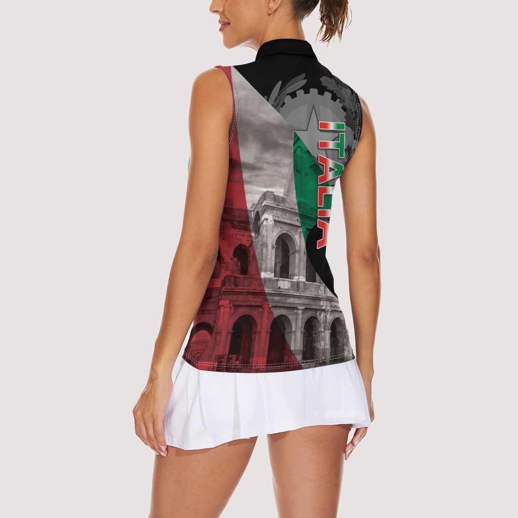 Italian Republic The Pantheon Women Sleeveless Polo Shirt Emblema della Repubblica Italiana LT17 - Wonder Print Shop