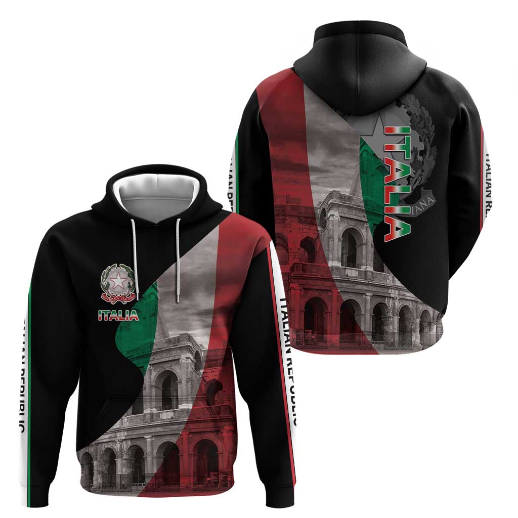 Italian Republic The Pantheon Zip Hoodie Emblema della Repubblica Italiana LT17 - Wonder Print Shop