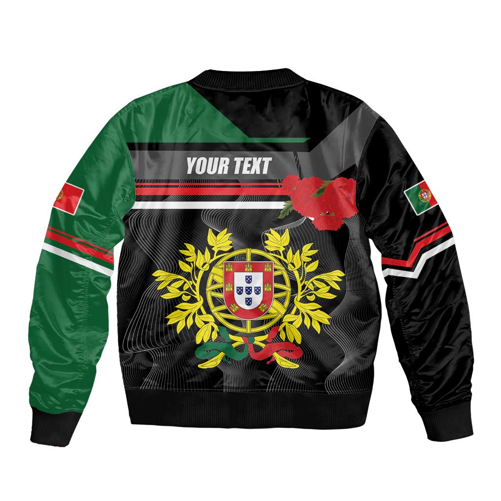 Personalized Portugal Coat of Arms with Carnation Bomber Jacket Portuguese Bandeira Verde-Rubra