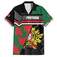 Personalized Portugal Coat of Arms with Carnation Family Matching Off The Shoulder Long Sleeve Dress and Hawaiian Shirt Portuguese Bandeira Verde-Rubra