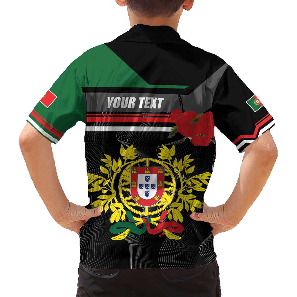 Personalized Portugal Coat of Arms with Carnation Family Matching Off Shoulder Maxi Dress and Hawaiian Shirt Portuguese Bandeira Verde-Rubra