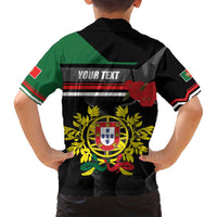 Personalized Portugal Coat of Arms with Carnation Family Matching Summer Maxi Dress and Hawaiian Shirt Portuguese Bandeira Verde-Rubra