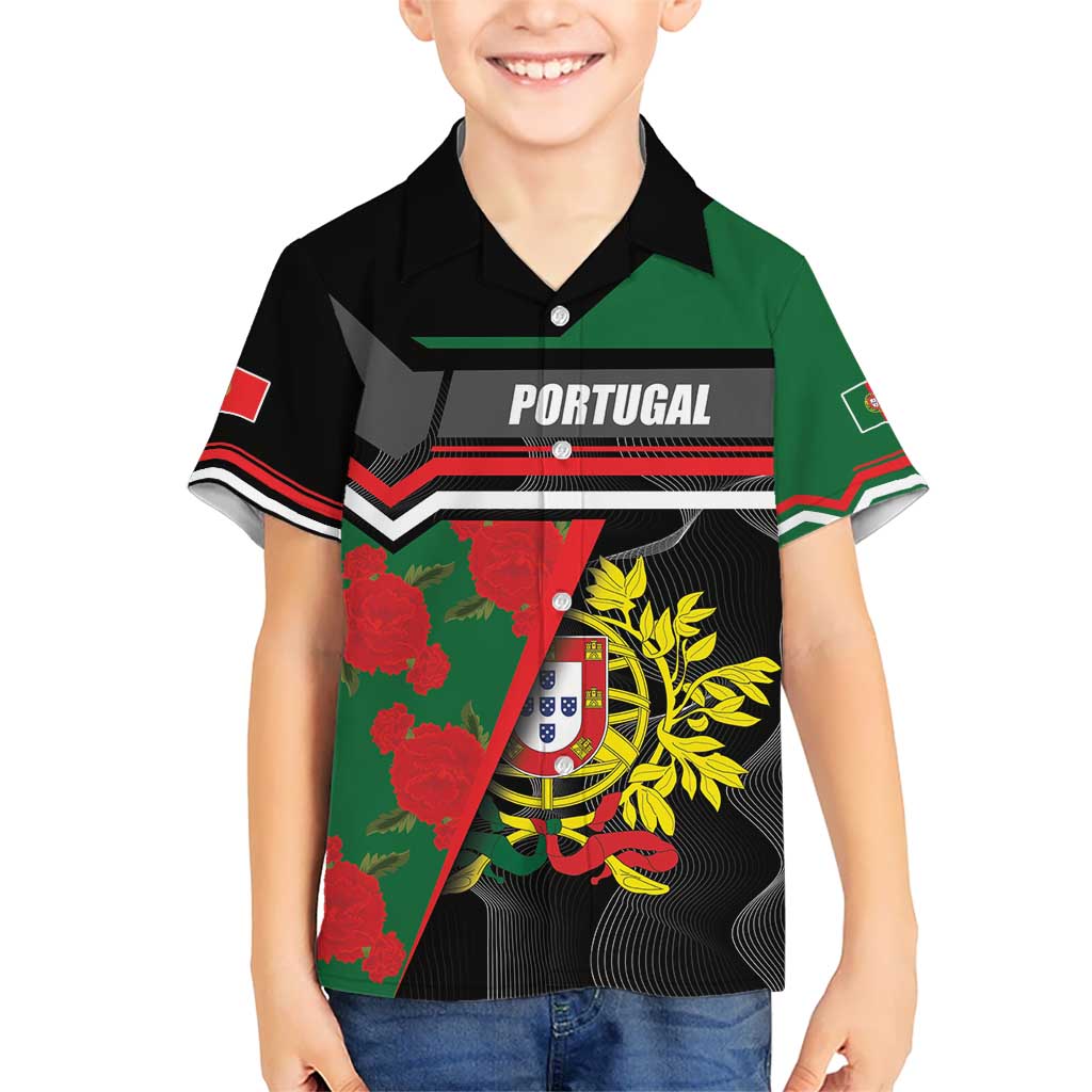 Personalized Portugal Coat of Arms with Carnation Hawaiian Shirt Portuguese Bandeira Verde-Rubra