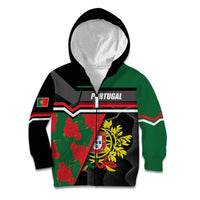 Personalized Portugal Coat of Arms with Carnation Kid Hoodie Portuguese Bandeira Verde-Rubra