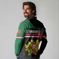 Personalized Portugal Coat of Arms with Carnation Long Sleeve Polo Shirt Portuguese Bandeira Verde-Rubra