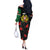 Personalized Portugal Coat of Arms with Carnation Off The Shoulder Long Sleeve Dress Portuguese Bandeira Verde-Rubra