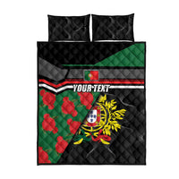 Personalized Portugal Coat of Arms with Carnation Quilt Bed Set Portuguese Bandeira Verde-Rubra