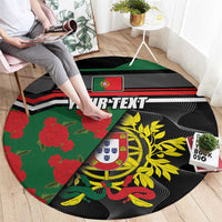 Personalized Portugal Coat of Arms with Carnation Round Carpet Portuguese Bandeira Verde-Rubra