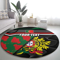 Personalized Portugal Coat of Arms with Carnation Round Carpet Portuguese Bandeira Verde-Rubra