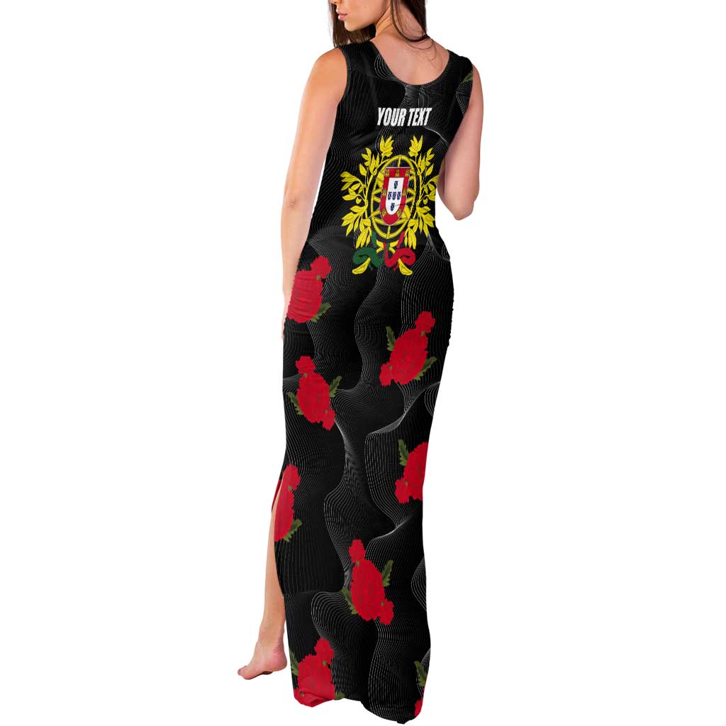 Personalized Portugal Coat of Arms with Carnation Tank Maxi Dress Portuguese Bandeira Verde-Rubra