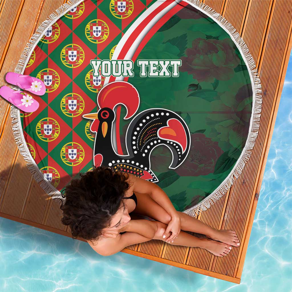 Personalized Portugal Rooster of Barcelos Beach Blanket Portuguese Flag