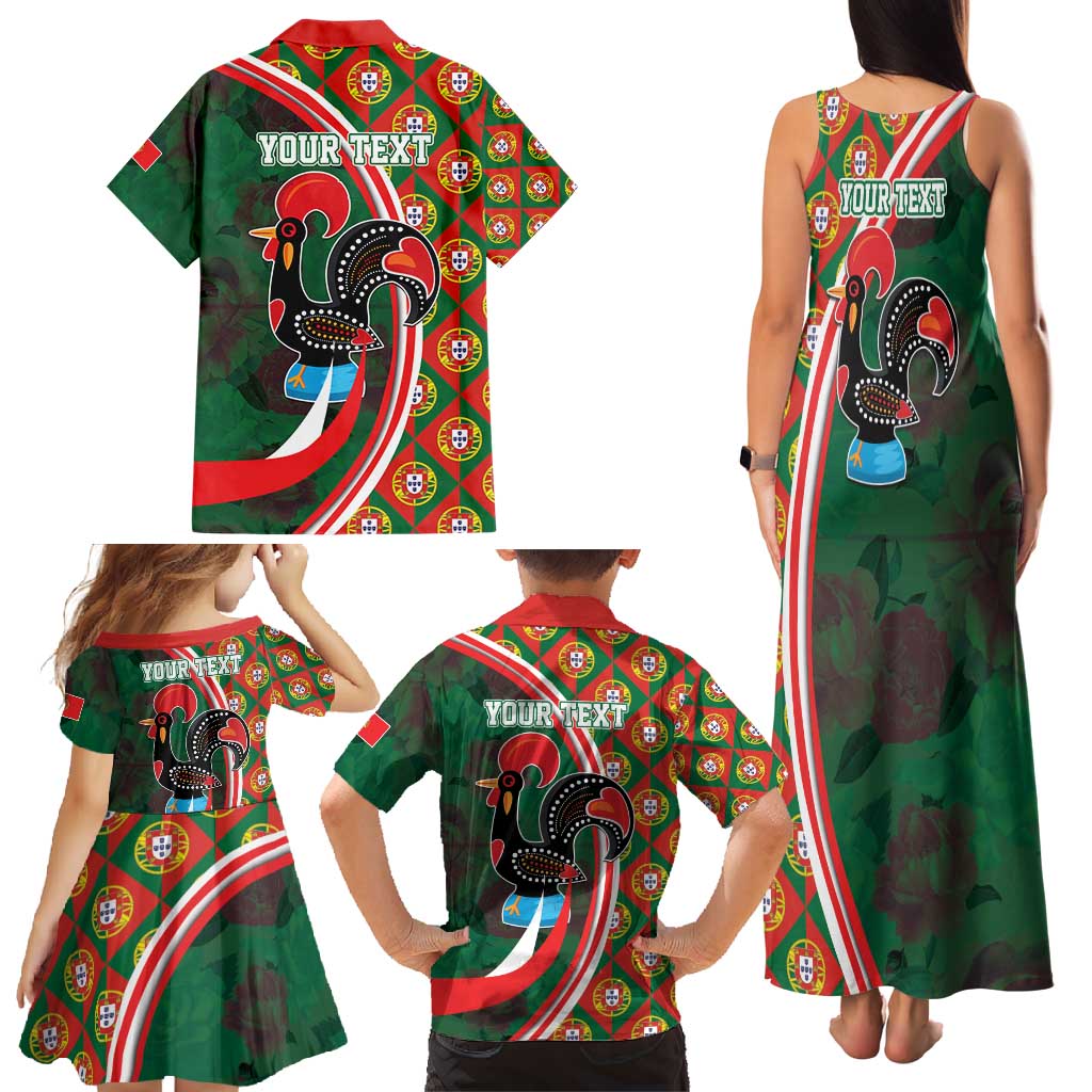 Personalized Portugal Rooster of Barcelos Family Matching Tank Maxi Dress and Hawaiian Shirt Portuguese Flag