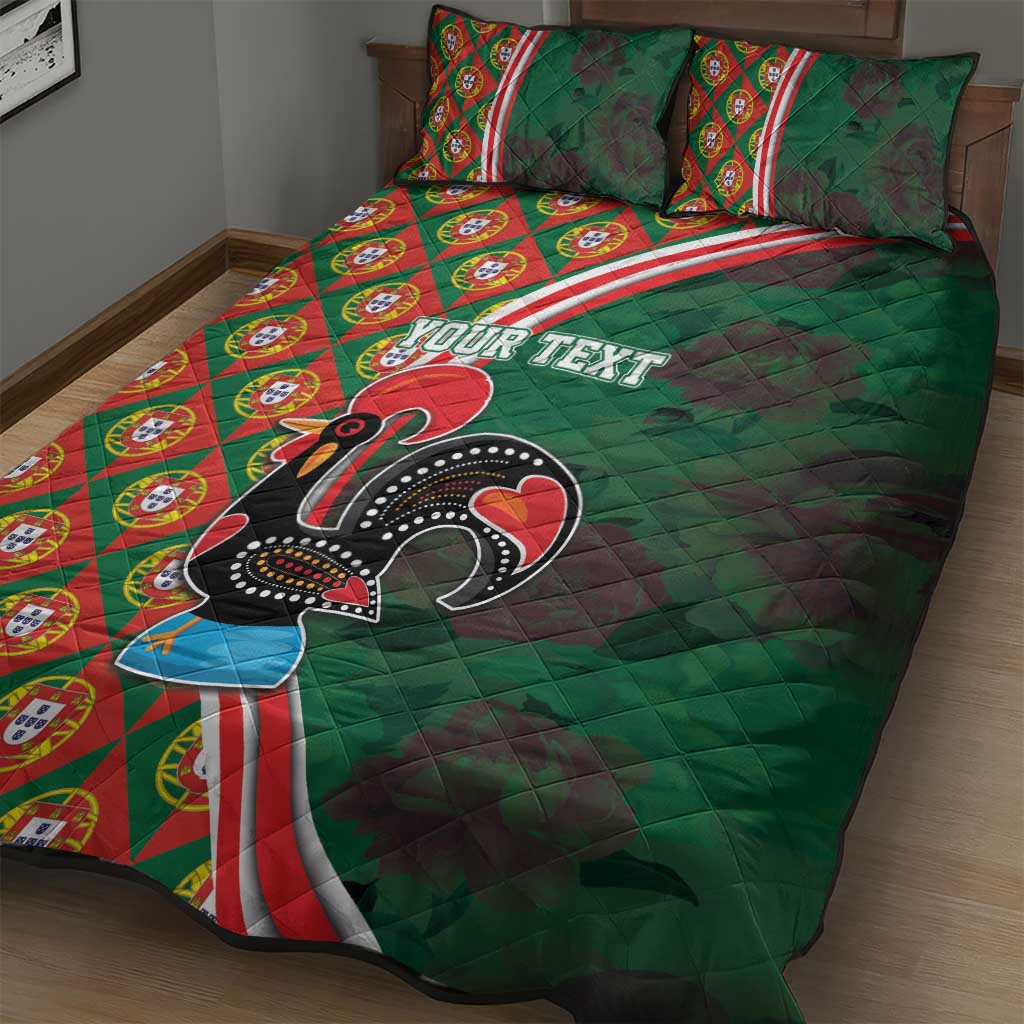Personalized Portugal Rooster of Barcelos Quilt Bed Set Portuguese Flag