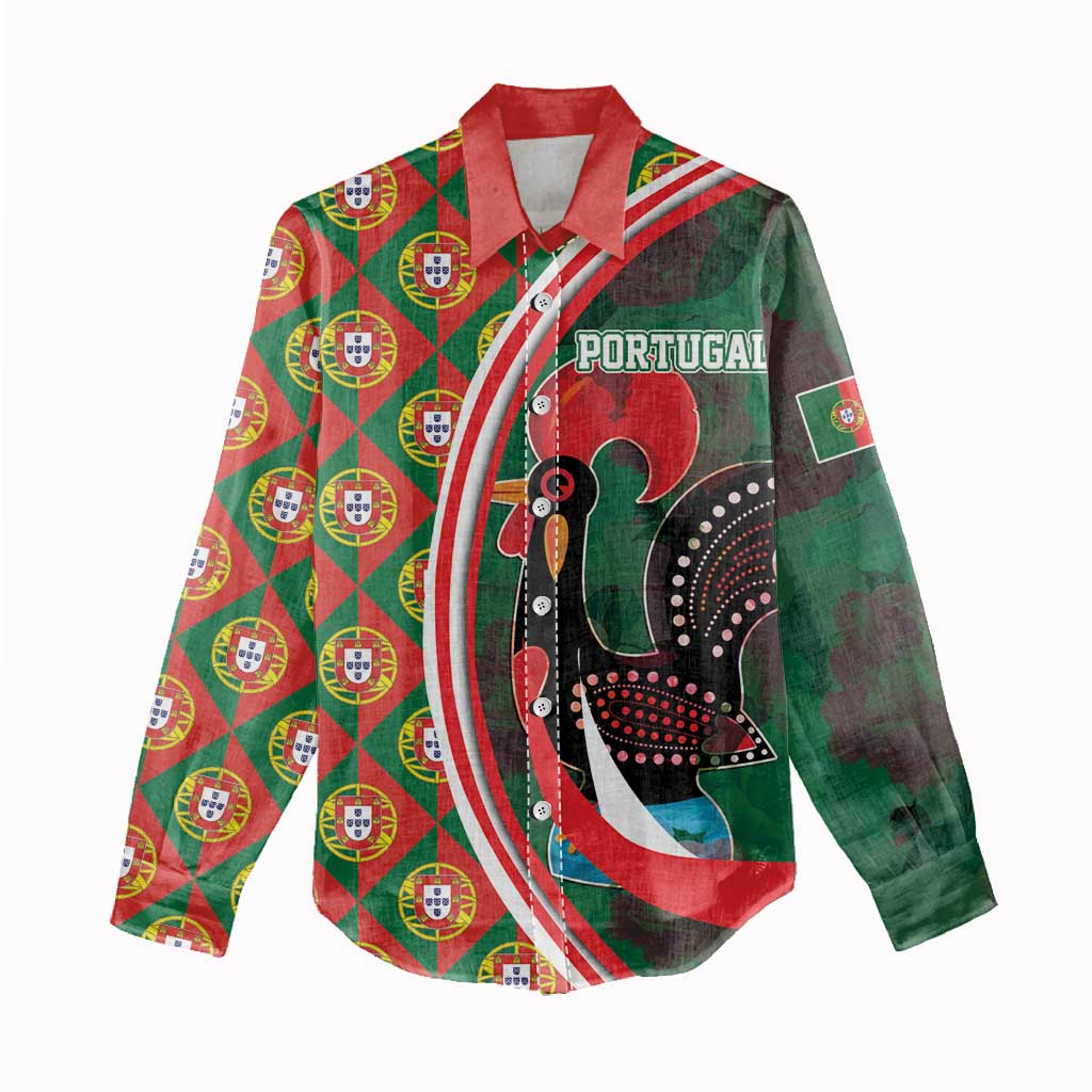 Personalized Portugal Rooster of Barcelos Women Casual Shirt Portuguese Flag