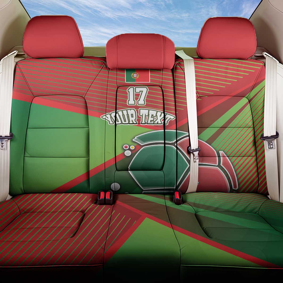 Custom Portugal Football Go Champions Back Car Seat Cover Sporty Style