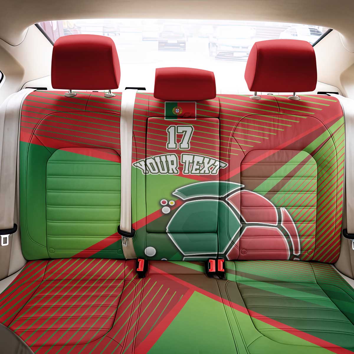 Custom Portugal Football Go Champions Back Car Seat Cover Sporty Style