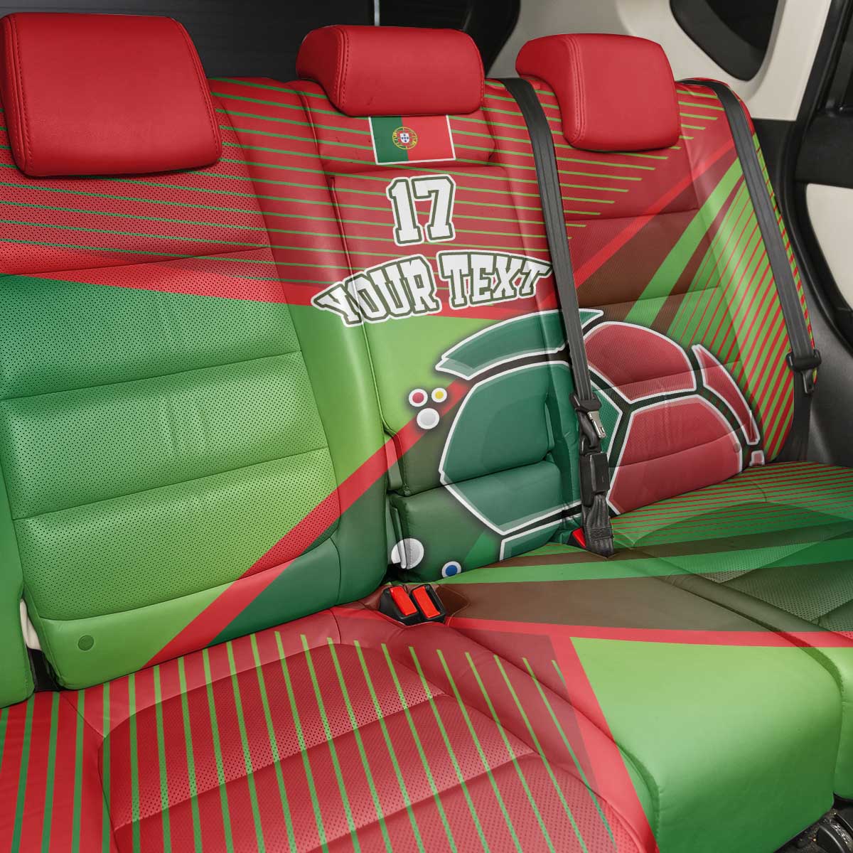 Custom Portugal Football Go Champions Back Car Seat Cover Sporty Style