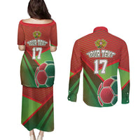Custom Portugal Football Go Champions Couples Matching Puletasi and Long Sleeve Button Shirt Sporty Style