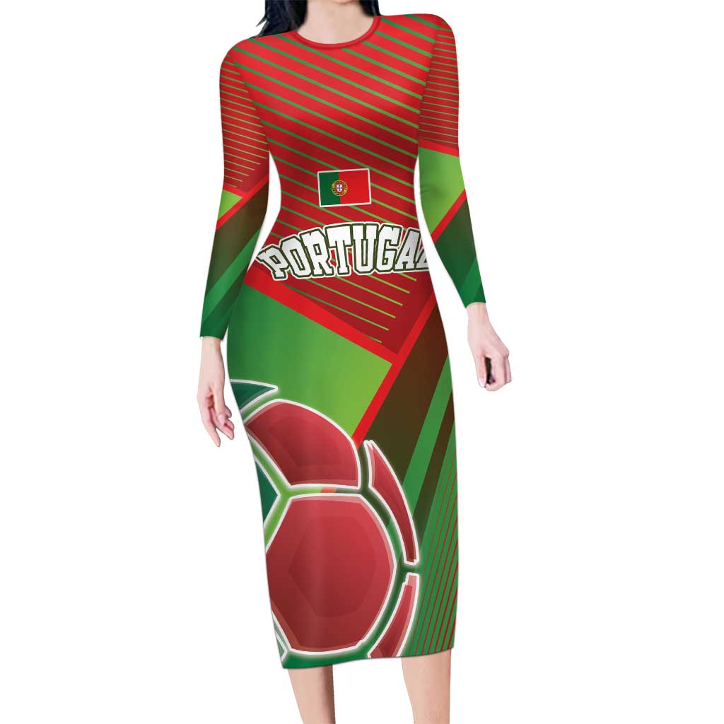 Custom Portugal Football Go Champions Family Matching Long Sleeve Bodycon Dress and Hawaiian Shirt Sporty Style