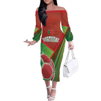 Custom Portugal Football Go Champions Family Matching Off The Shoulder Long Sleeve Dress and Hawaiian Shirt Sporty Style