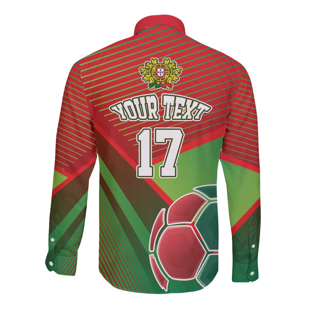 Custom Portugal Football Go Champions Long Sleeve Button Shirt Sporty Style