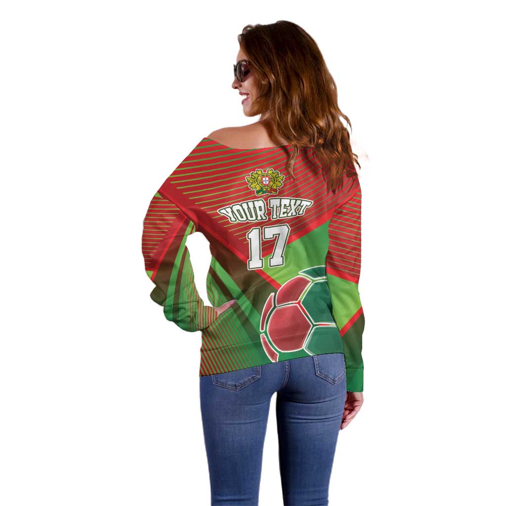 Custom Portugal Football Go Champions Off Shoulder Sweater Sporty Style