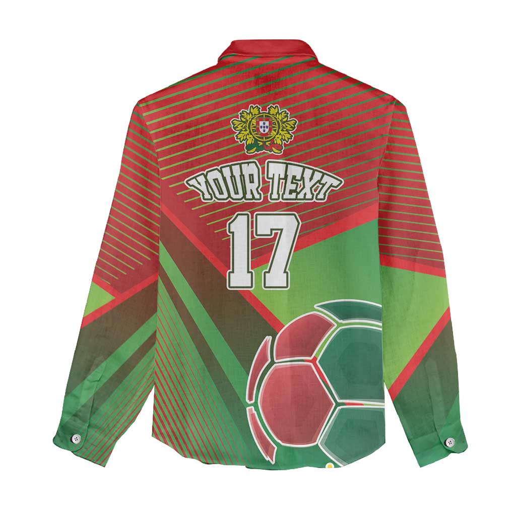 Custom Portugal Football Go Champions Women Casual Shirt Sporty Style