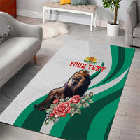 Personalized Bulgaria Coat of Arms Area Rug A Crowned Golden Lion with Rose