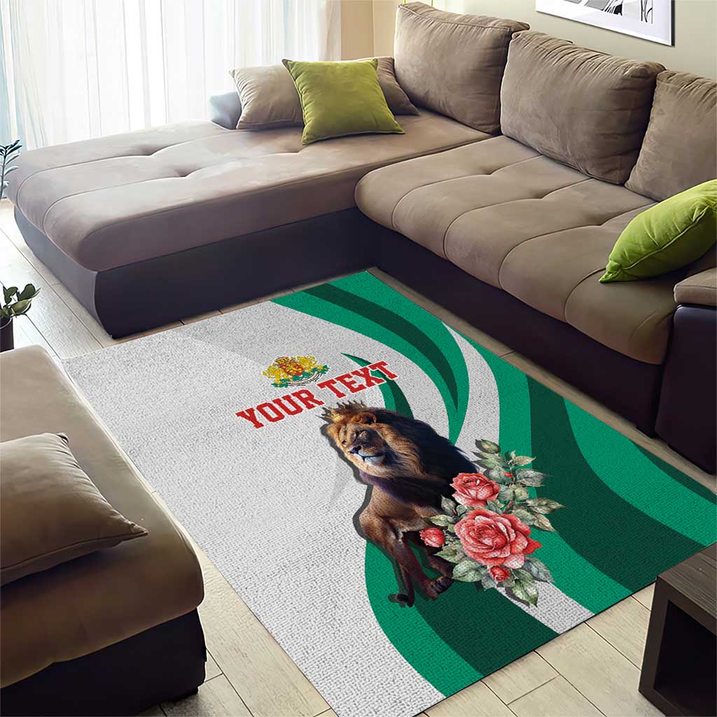 Personalized Bulgaria Coat of Arms Area Rug A Crowned Golden Lion with Rose