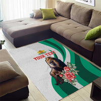 Personalized Bulgaria Coat of Arms Area Rug A Crowned Golden Lion with Rose