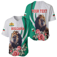 Personalized Bulgaria Coat of Arms Baseball Jersey A Crowned Golden Lion with Rose