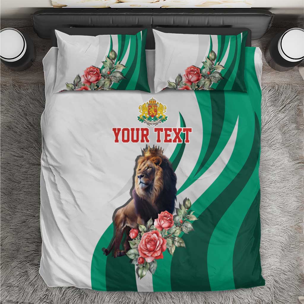 Personalized Bulgaria Coat of Arms Bedding Set A Crowned Golden Lion with Rose