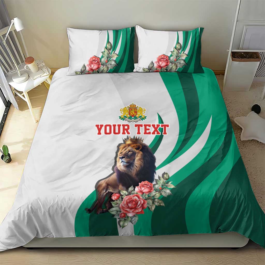 Personalized Bulgaria Coat of Arms Bedding Set A Crowned Golden Lion with Rose