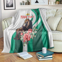 Personalized Bulgaria Coat of Arms Blanket A Crowned Golden Lion with Rose