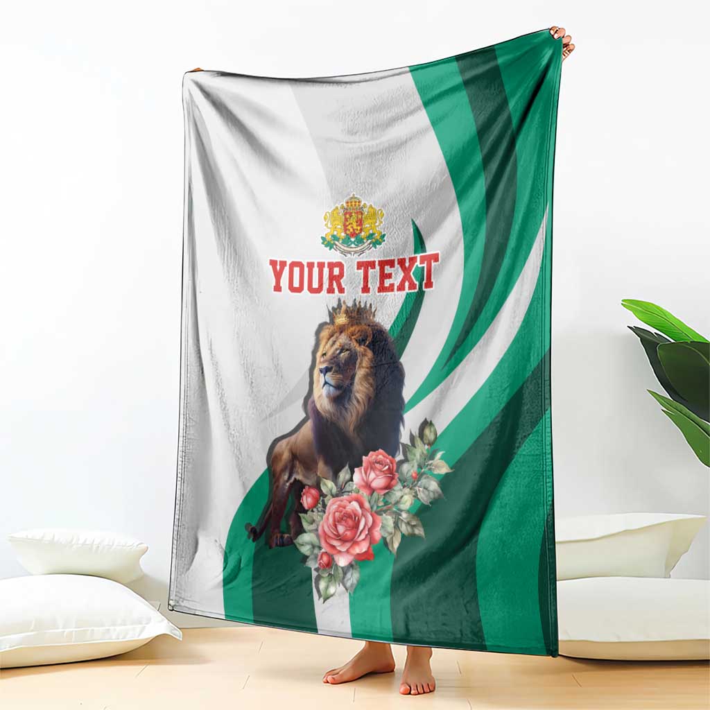 Personalized Bulgaria Coat of Arms Blanket A Crowned Golden Lion with Rose