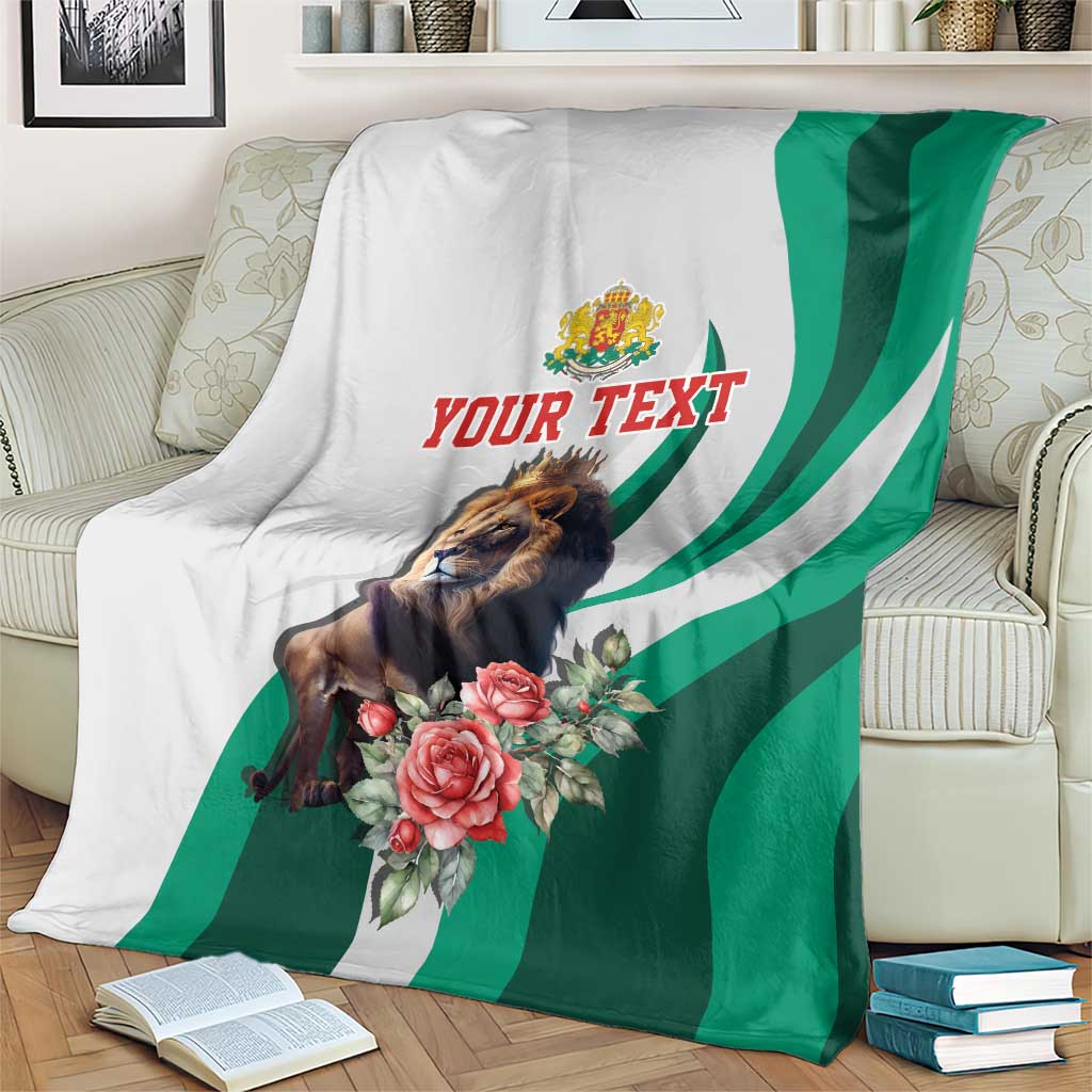 Personalized Bulgaria Coat of Arms Blanket A Crowned Golden Lion with Rose