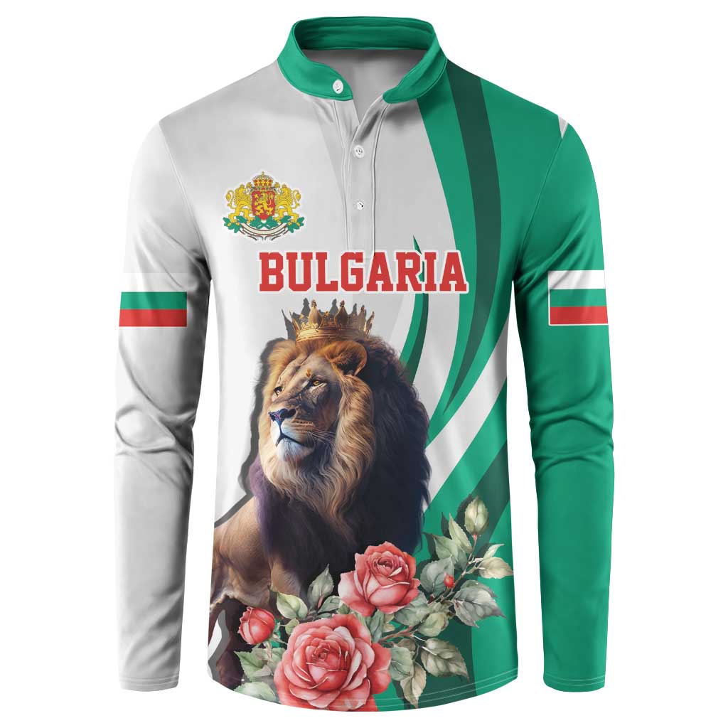 Personalized Bulgaria Coat of Arms Button Sweatshirt A Crowned Golden Lion with Rose