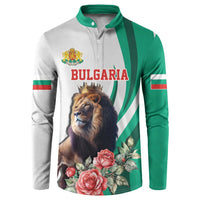 Personalized Bulgaria Coat of Arms Button Sweatshirt A Crowned Golden Lion with Rose