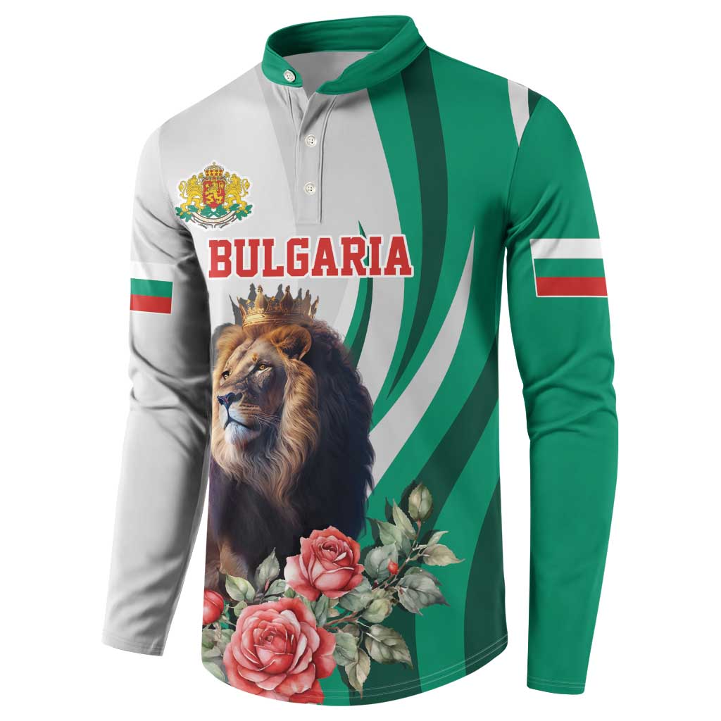 Personalized Bulgaria Coat of Arms Button Sweatshirt A Crowned Golden Lion with Rose