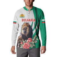 Personalized Bulgaria Coat of Arms Button Sweatshirt A Crowned Golden Lion with Rose