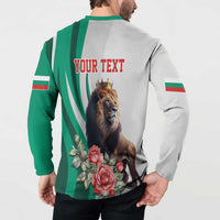Personalized Bulgaria Coat of Arms Button Sweatshirt A Crowned Golden Lion with Rose