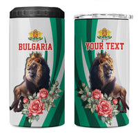 Personalized Bulgaria Coat of Arms 4 in 1 Can Cooler Tumbler A Crowned Golden Lion with Rose