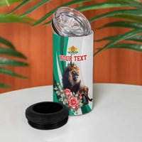 Personalized Bulgaria Coat of Arms 4 in 1 Can Cooler Tumbler A Crowned Golden Lion with Rose